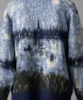 Prime-Over Landscape Painting Crew Neck Knit Pullover