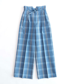 【SALE】Check High Waist Wide Pants