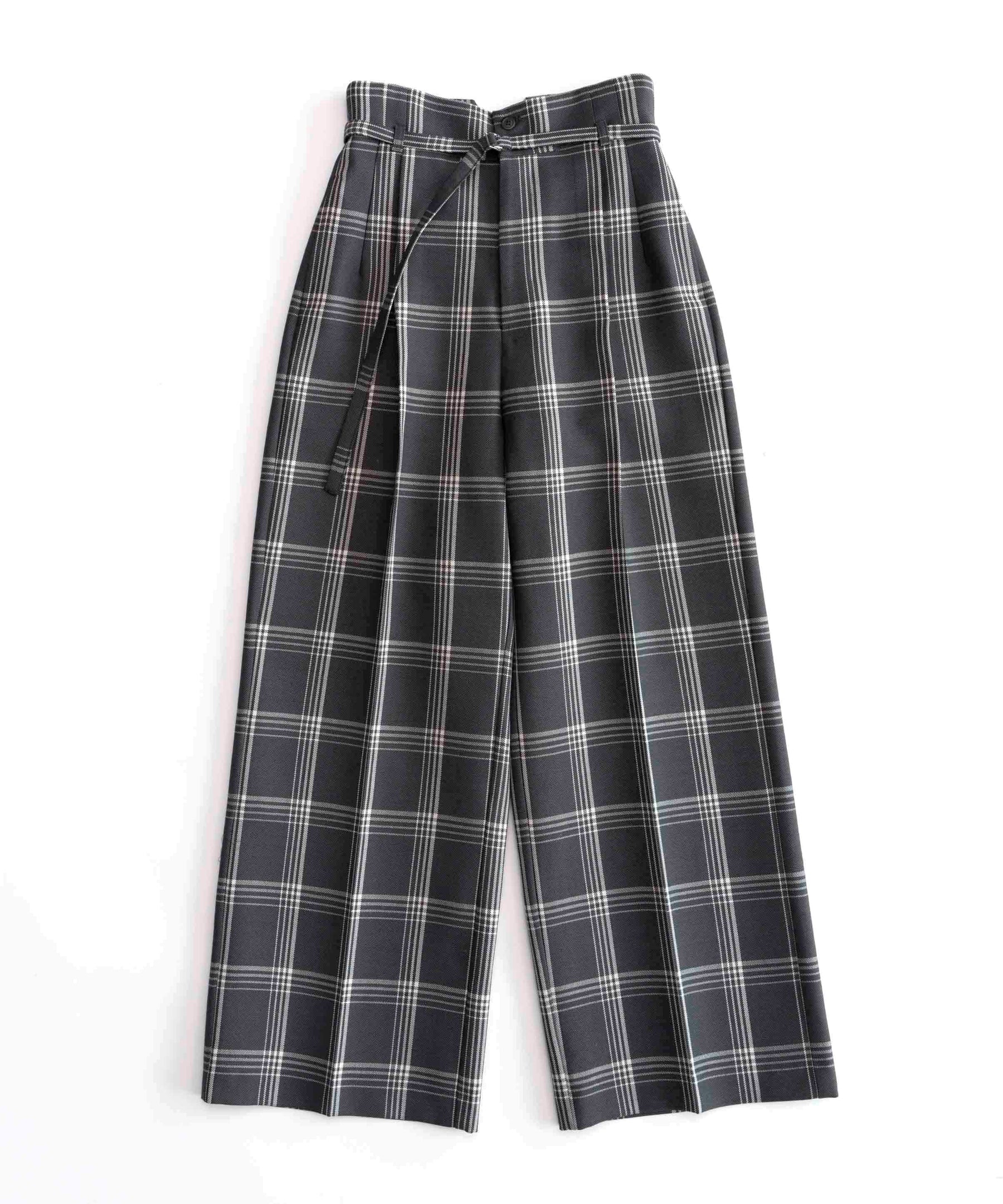 【SALE】Check High Waist Wide Pants