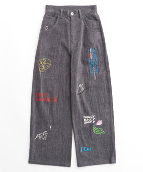 Corduroy Early Romance Graphic Pants