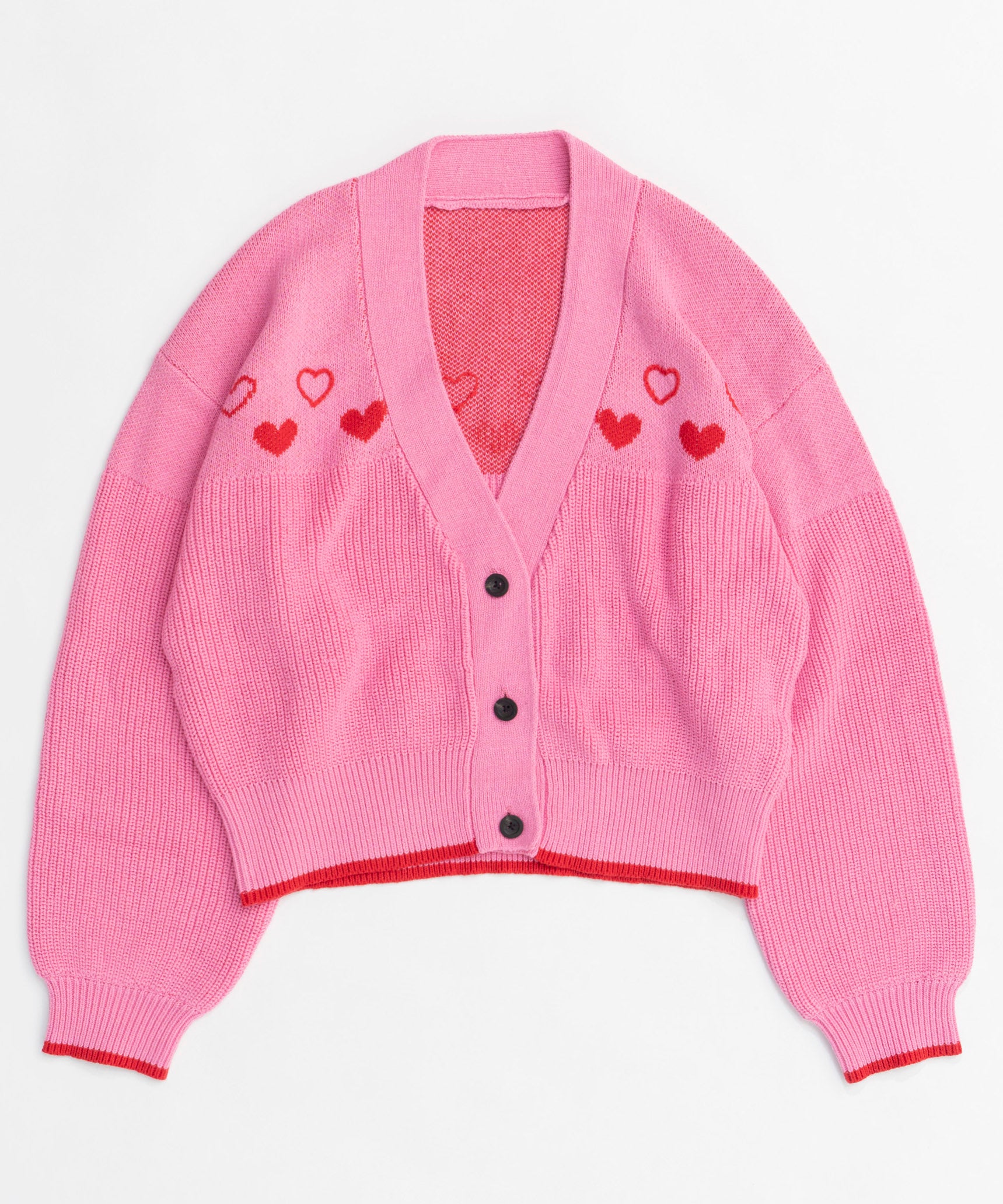 Heart Jacquard Short Length Knit Cardigan