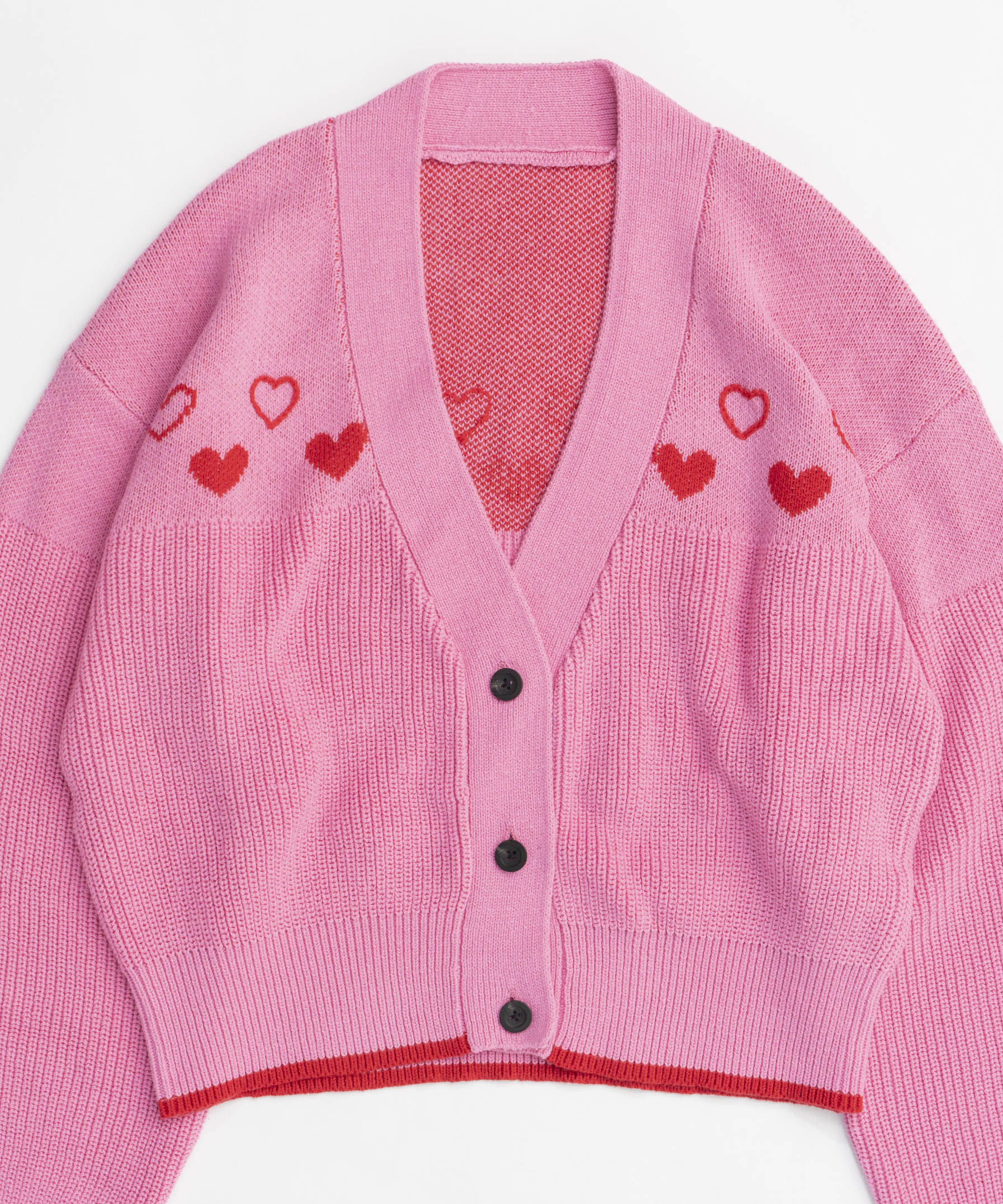 Heart Jacquard Short Length Knit Cardigan