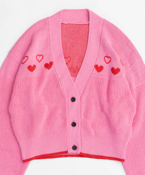 Heart Jacquard Short Length Knit Cardigan