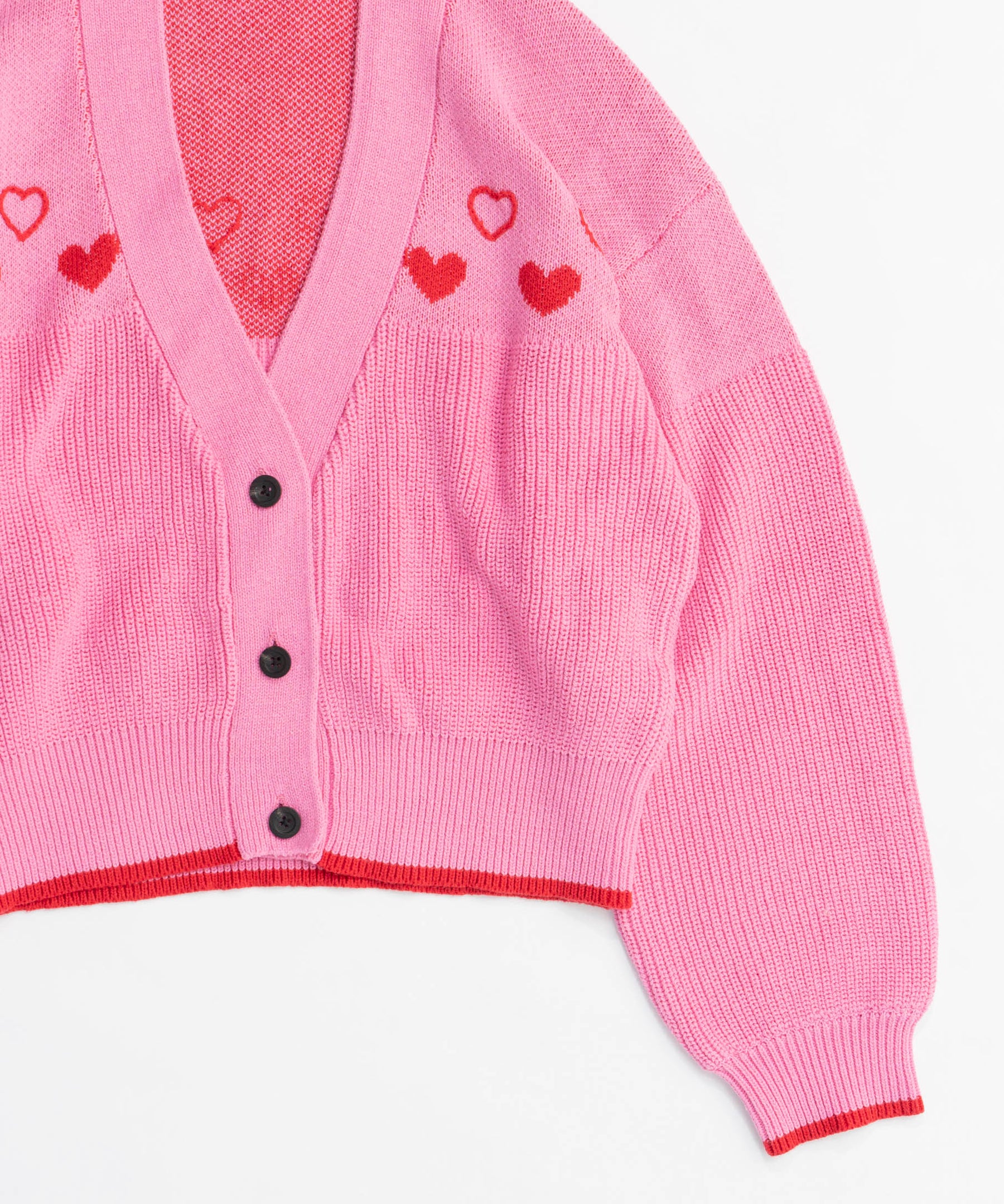 Heart Jacquard Short Length Knit Cardigan