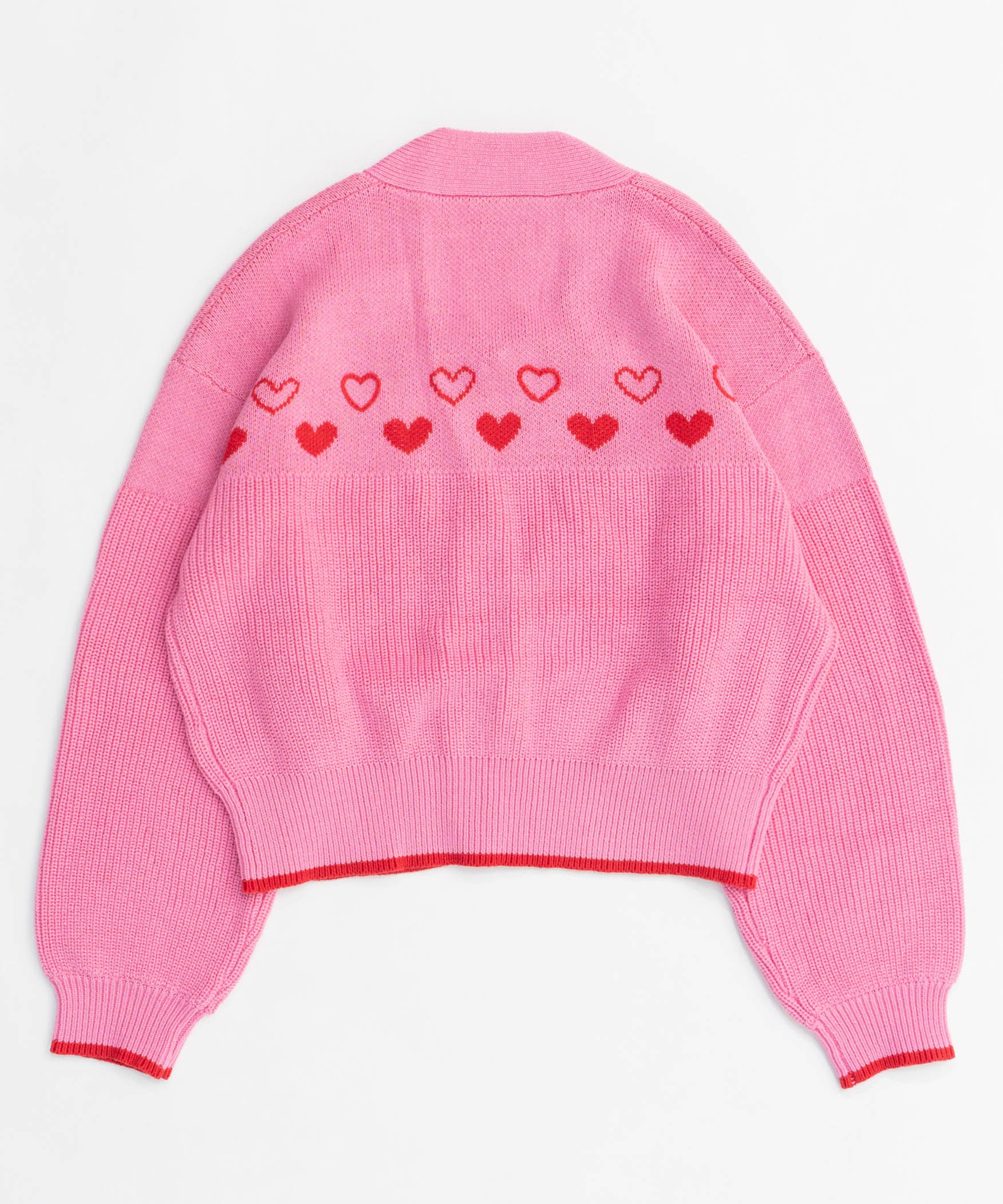 Heart Jacquard Short Length Knit Cardigan