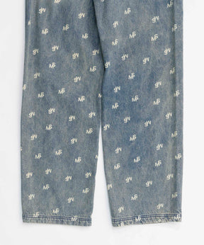 Monogram Print Denim Pants