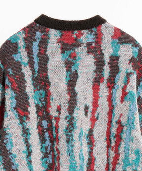 Airy Mohair Crazy Stripe Prime-Over Crew Neck Knit Pullover