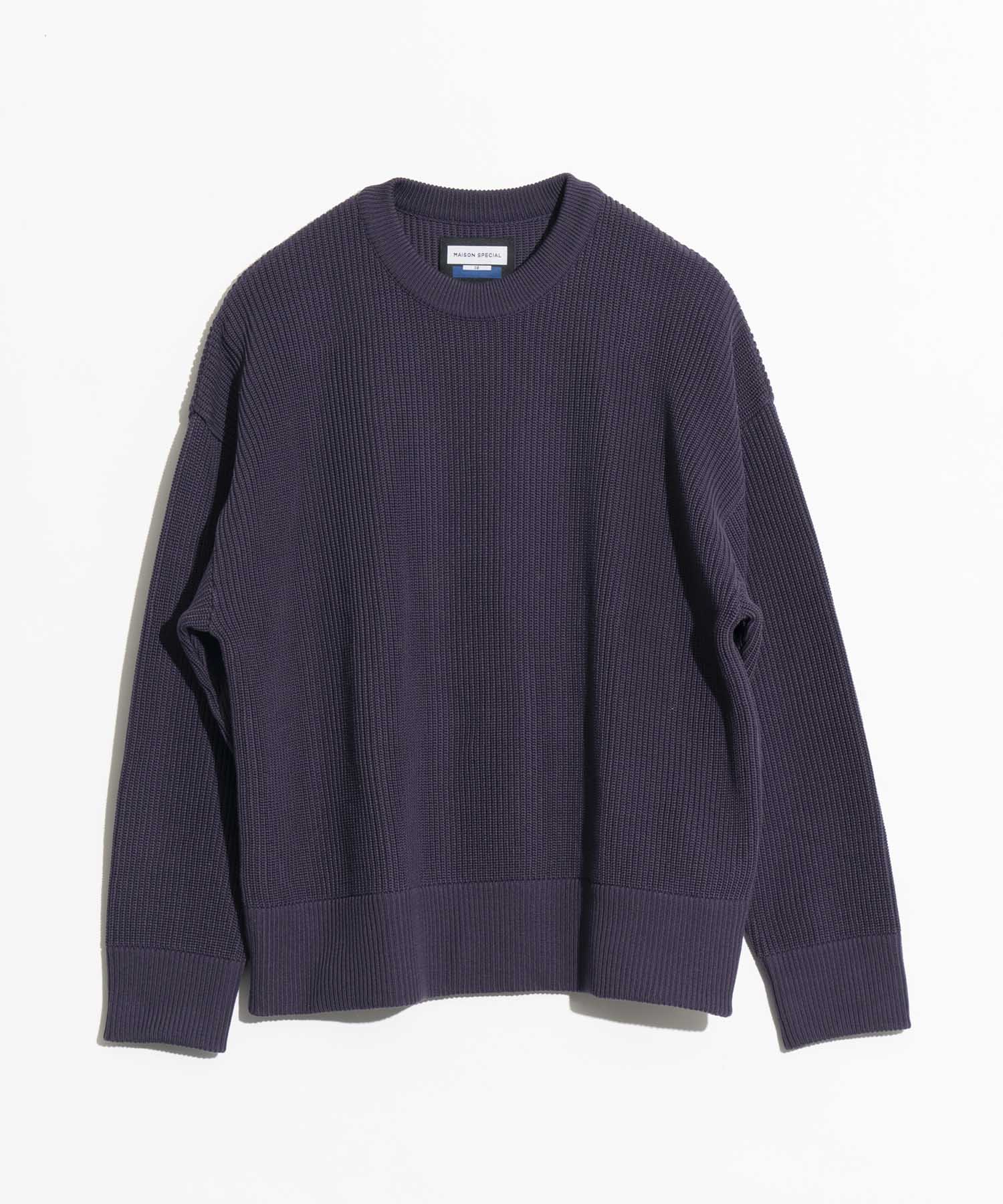 Middle Gauge Rib Prime-Over Crew Neck Knit Pullover