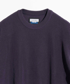 Middle Gauge Rib Prime-Over Crew Neck Knit Pullover