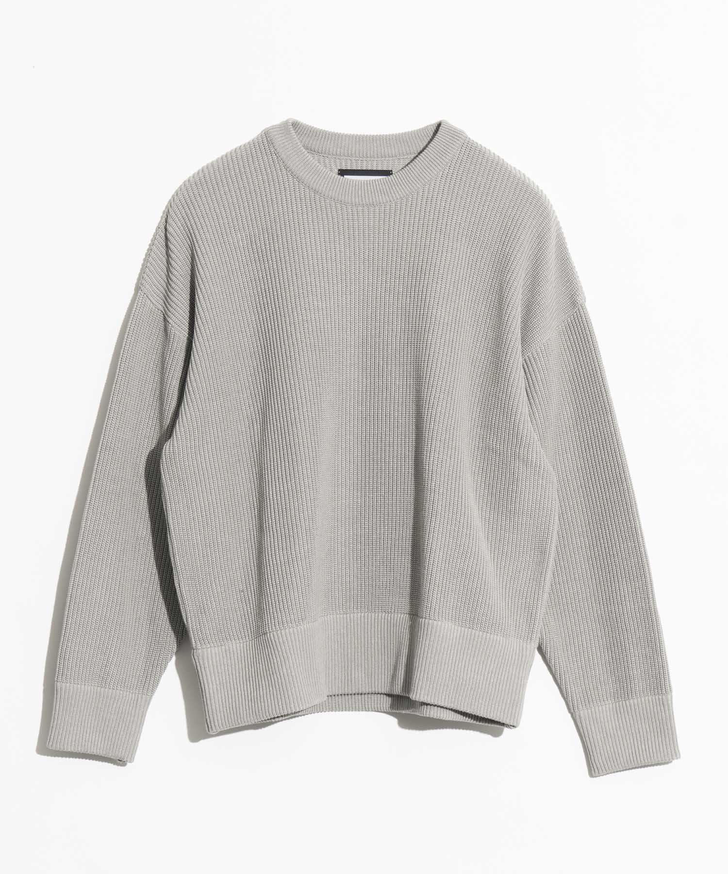 Middle Gauge Rib Prime-Over Crew Neck Knit Pullover