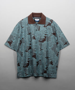 Leaf Back Cut Jacquard Prime-Over Short Sleeve Polo Shirt