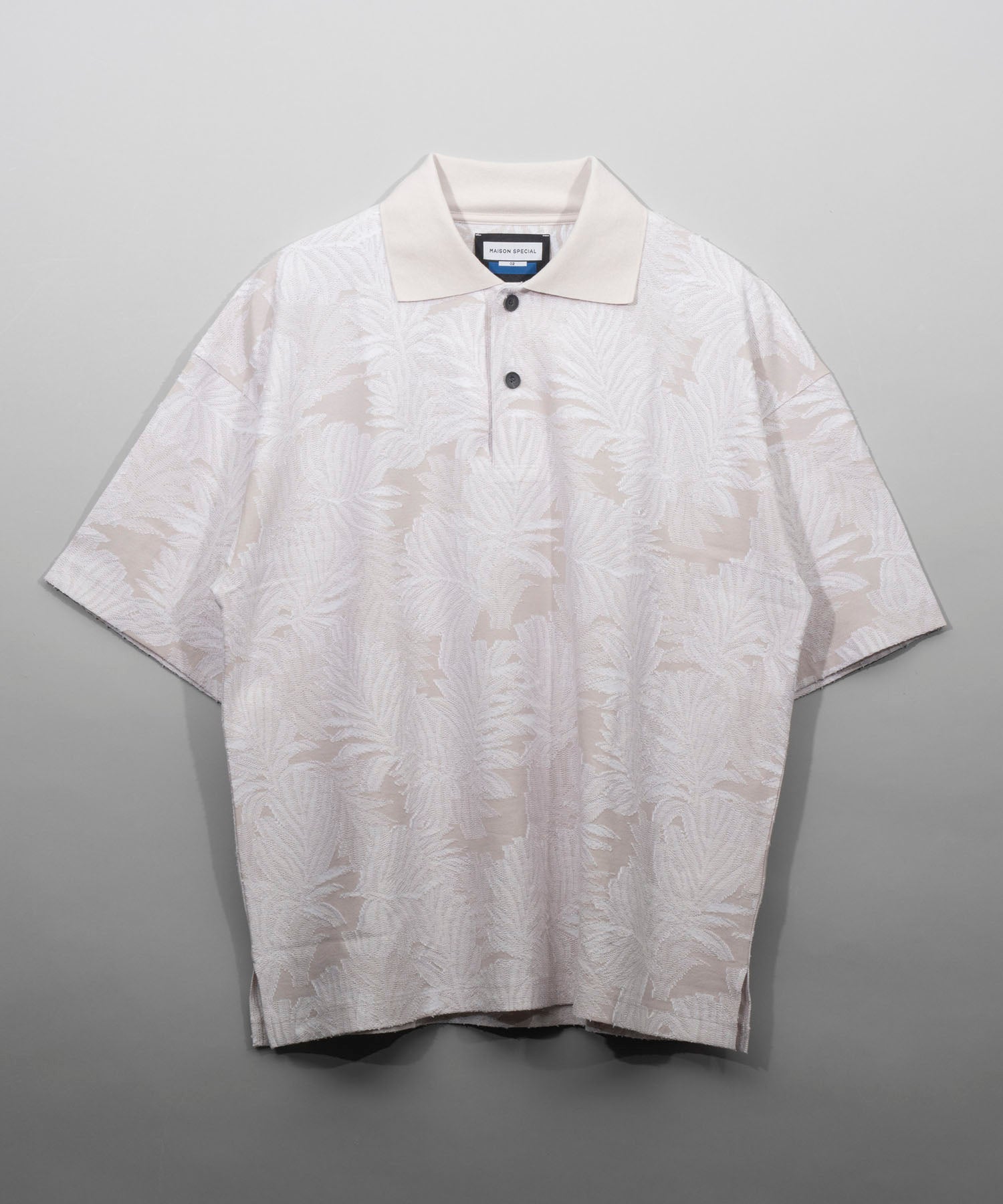 Leaf Back Cut Jacquard Prime-Over Short Sleeve Polo Shirt