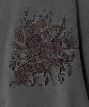 Flower Embroidery Heavy-Weight Pigment Sweat Prime-Over Crew Neck Pullover