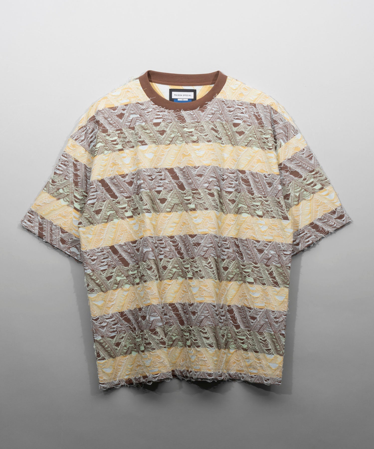 Geometry Border Back Cut Jacquard Prime-Over Crew Neck T-shirt