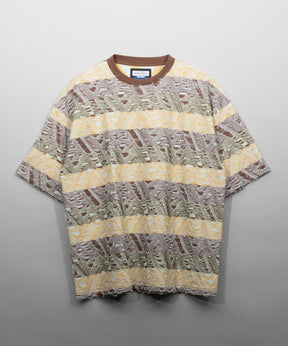 Geometry Border Back Cut Jacquard Prime-Over Crew Neck T-shirt