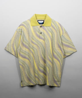 Wave Back Cut Jacquard Prime-Over Short Sleeve Polo Shirt