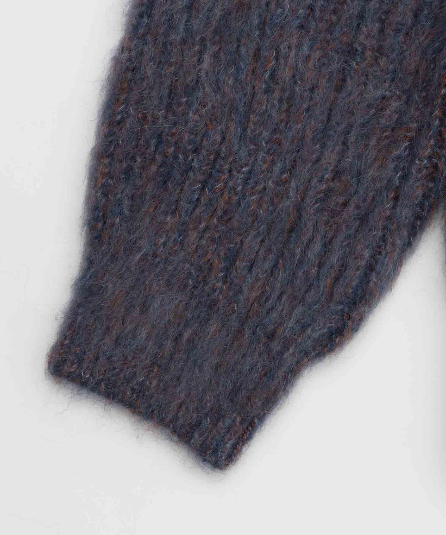 Mourine Brushed Kid Mohair Crew Neck Knit Pullover