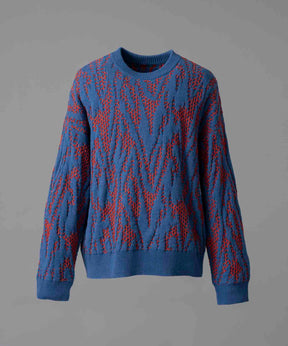 Prime-Over Thunder Mesh Jacquard Crew Neck Knit Pullover