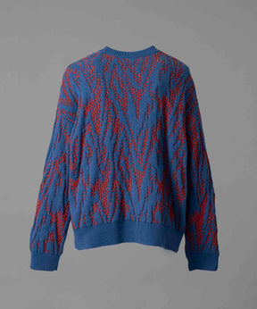 Prime-Over Thunder Mesh Jacquard Crew Neck Knit Pullover