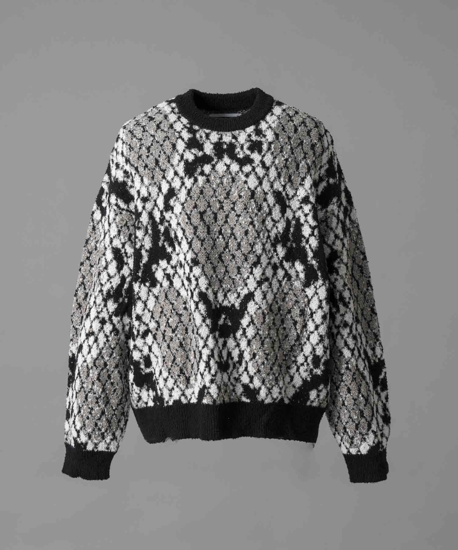 Prime-Over Python Crew Neck Knit Pullover