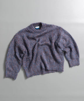 Mourine Brushed Kid Mohair Crew Neck Knit Pullover