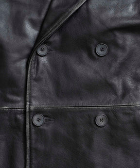 Hand Rub-Off Buffalo Leather Dress-Over Double Short Coat