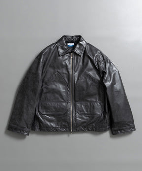 Buffalo Crack Leather Prime-Over Single Rider Collared Jacket