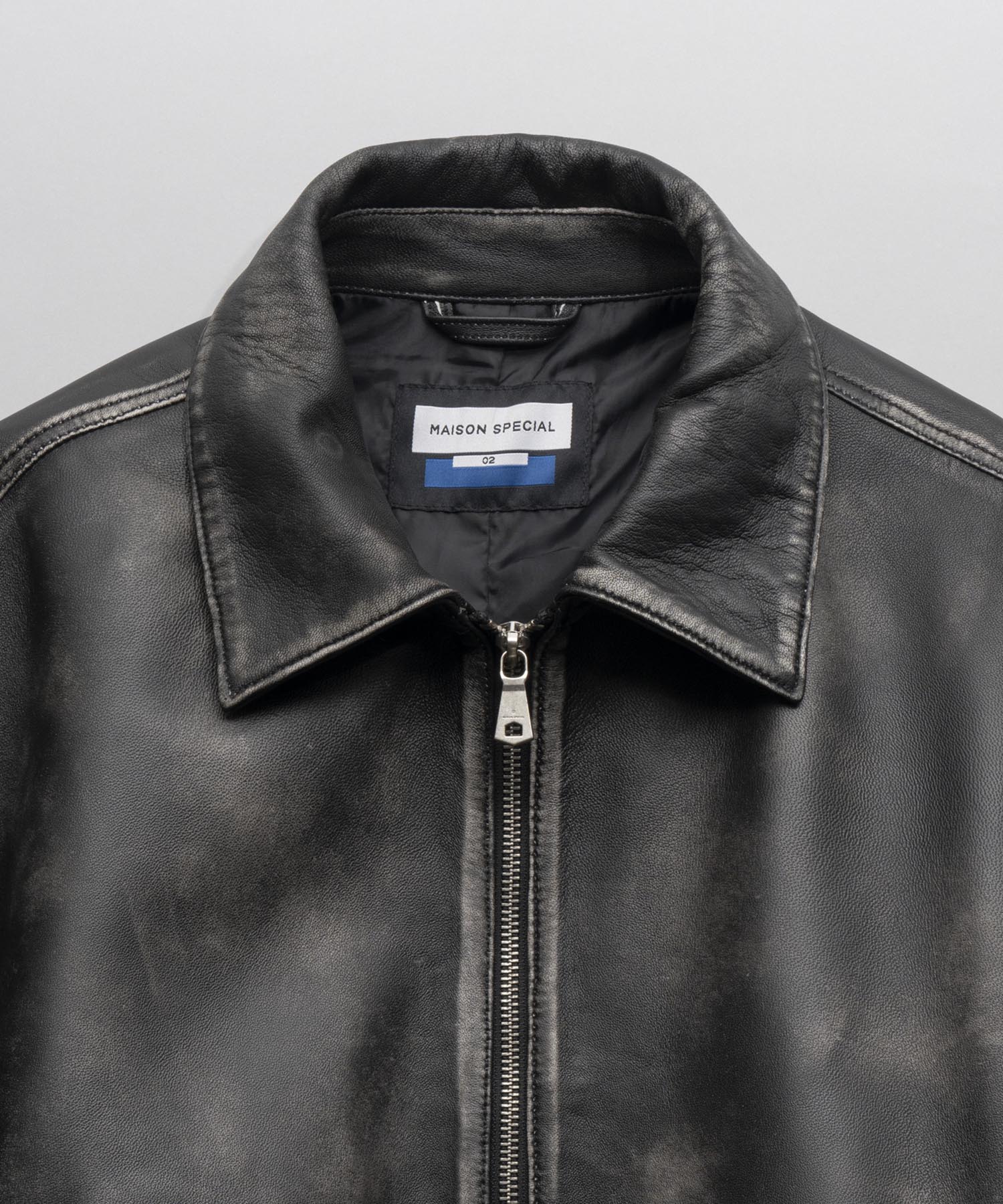 【PRE-ORDER】Sheep Leather Prime-Over Single Riders Collared Jacket