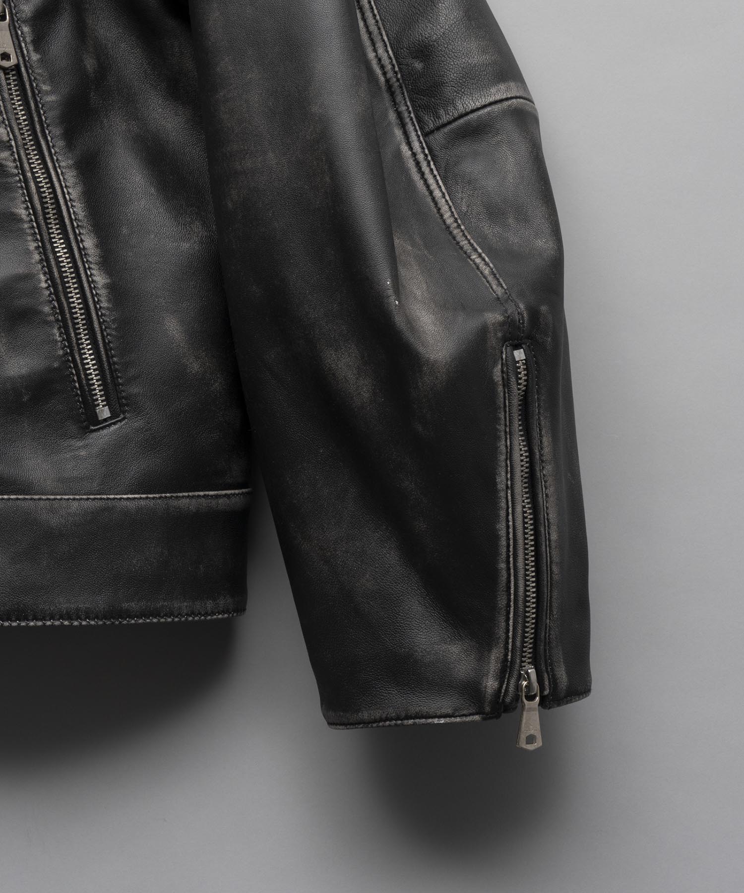 【PRE-ORDER】Sheep Leather Prime-Over Single Riders Collared Jacket