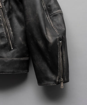 【PRE-ORDER】Sheep Leather Prime-Over Single Riders Collared Jacket