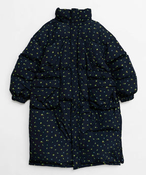 Floral Pattern Long Length Down Coat