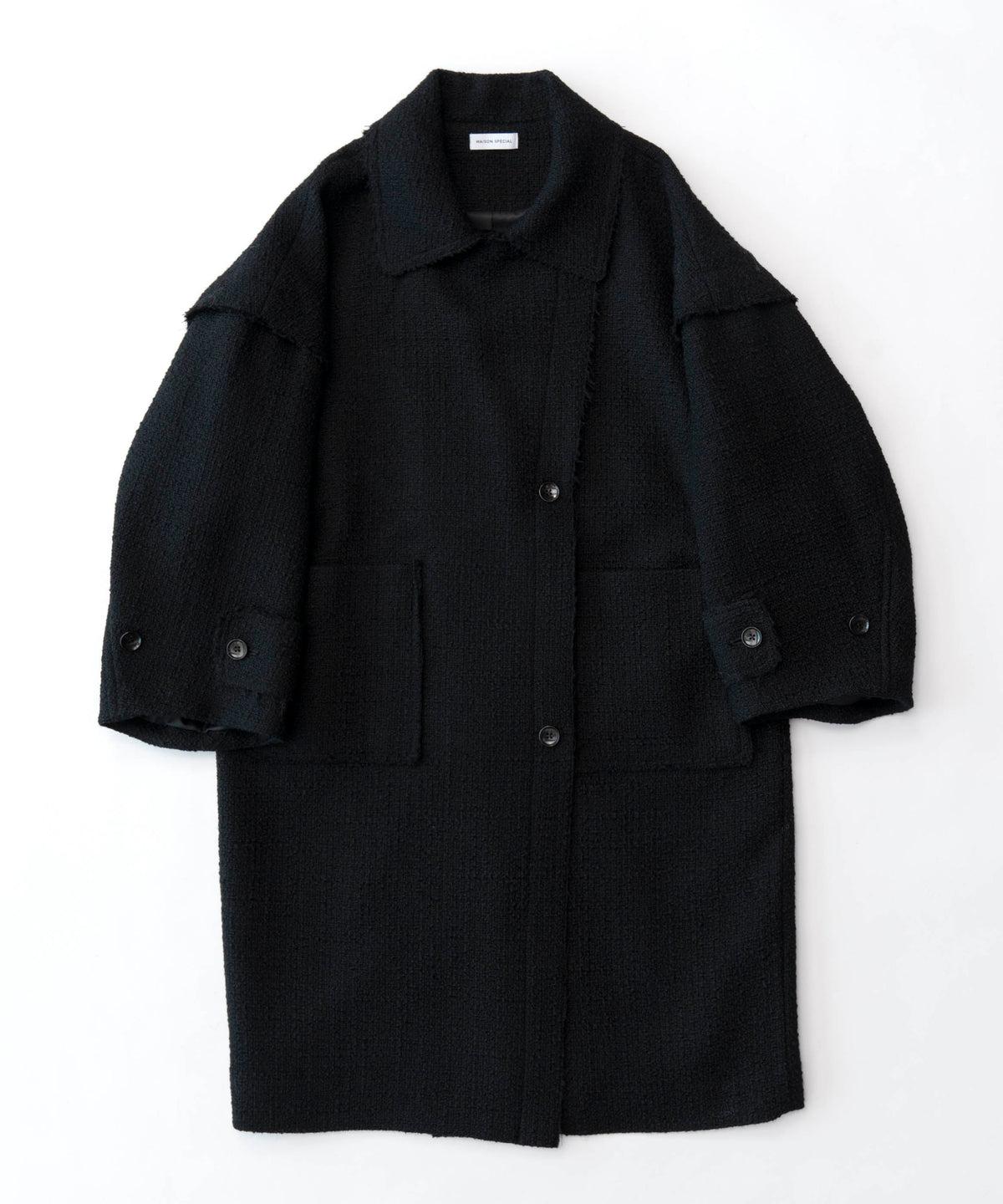 Cut-off Tweed Overcoat