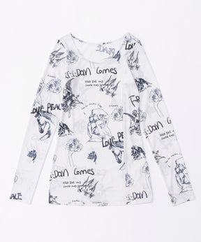 【SALE】Hand Illustration Printed Tops