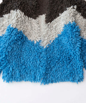 【SALE】Bicolor Loop Shaggy Knit Cardigan