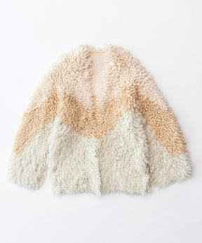 【SALE】Bicolor Loop Shaggy Knit Cardigan