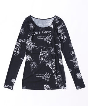 【SALE】Hand Illustration Printed Tops