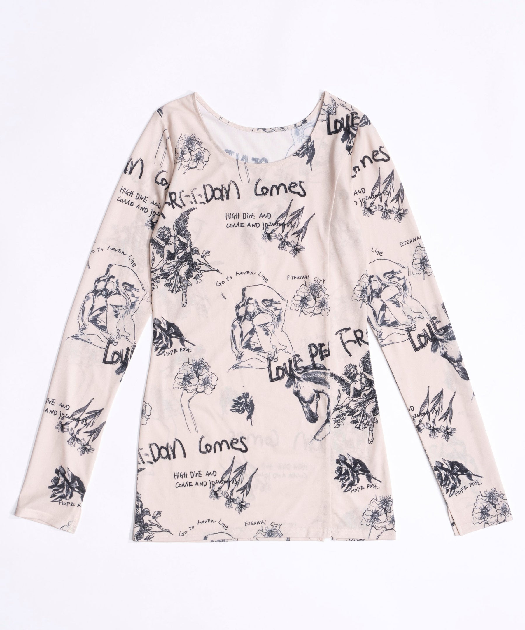 【SALE】Hand Illustration Printed Tops