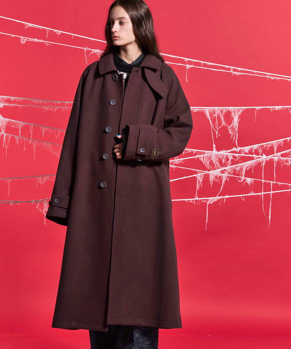 Super170s Prime-Over Melton Balmachan Coat