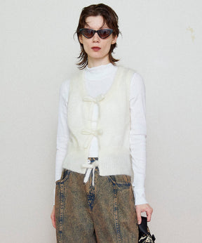 【GANNI】Light Mohair Tie String Vest