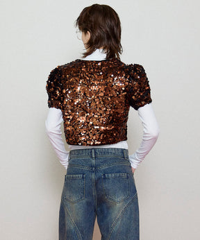 【GANNI】Velvet Sequins Blouse