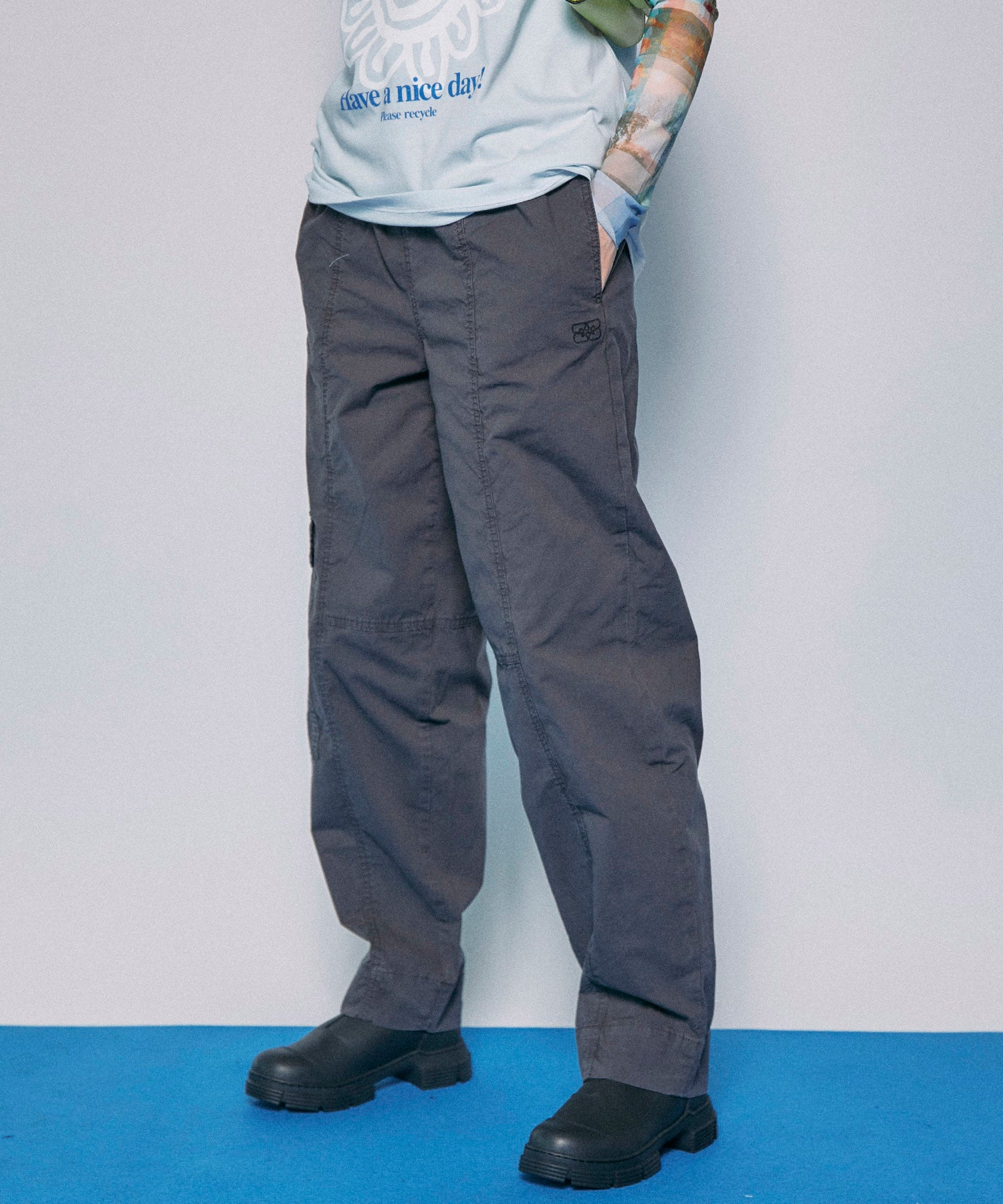 【GANNI】Washed Cotton Canvas Elasticated Curve Pants