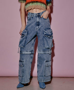 Low Waist Cargo Denim Pants