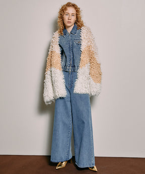 【SALE】Bicolor Loop Shaggy Knit Cardigan