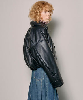 【SALE】Vegan Leather Balloon Blouson