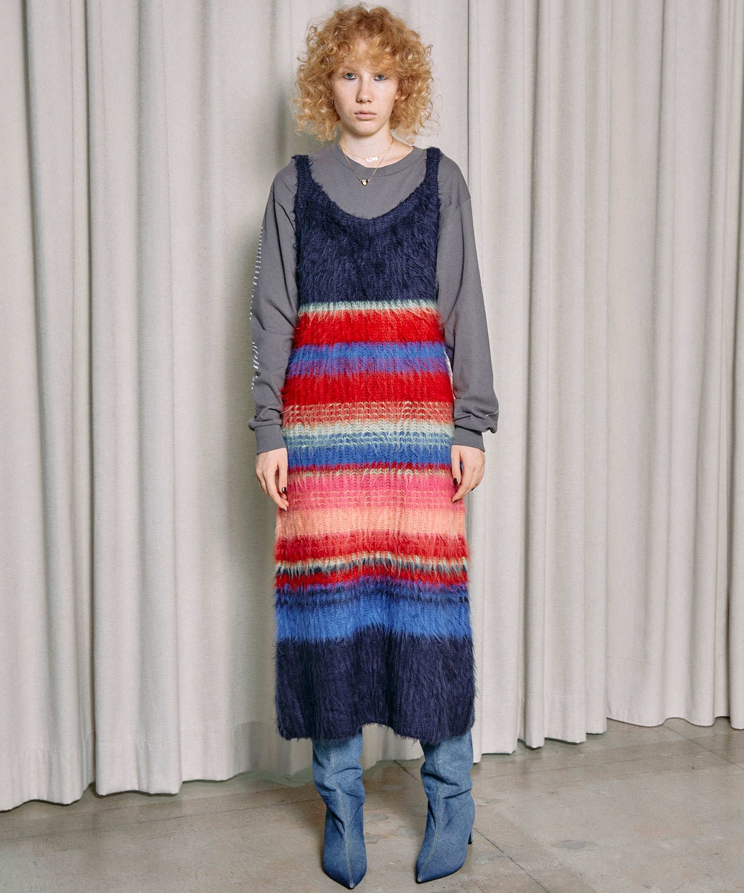 【SALE】Multicolor Border Knit Dress