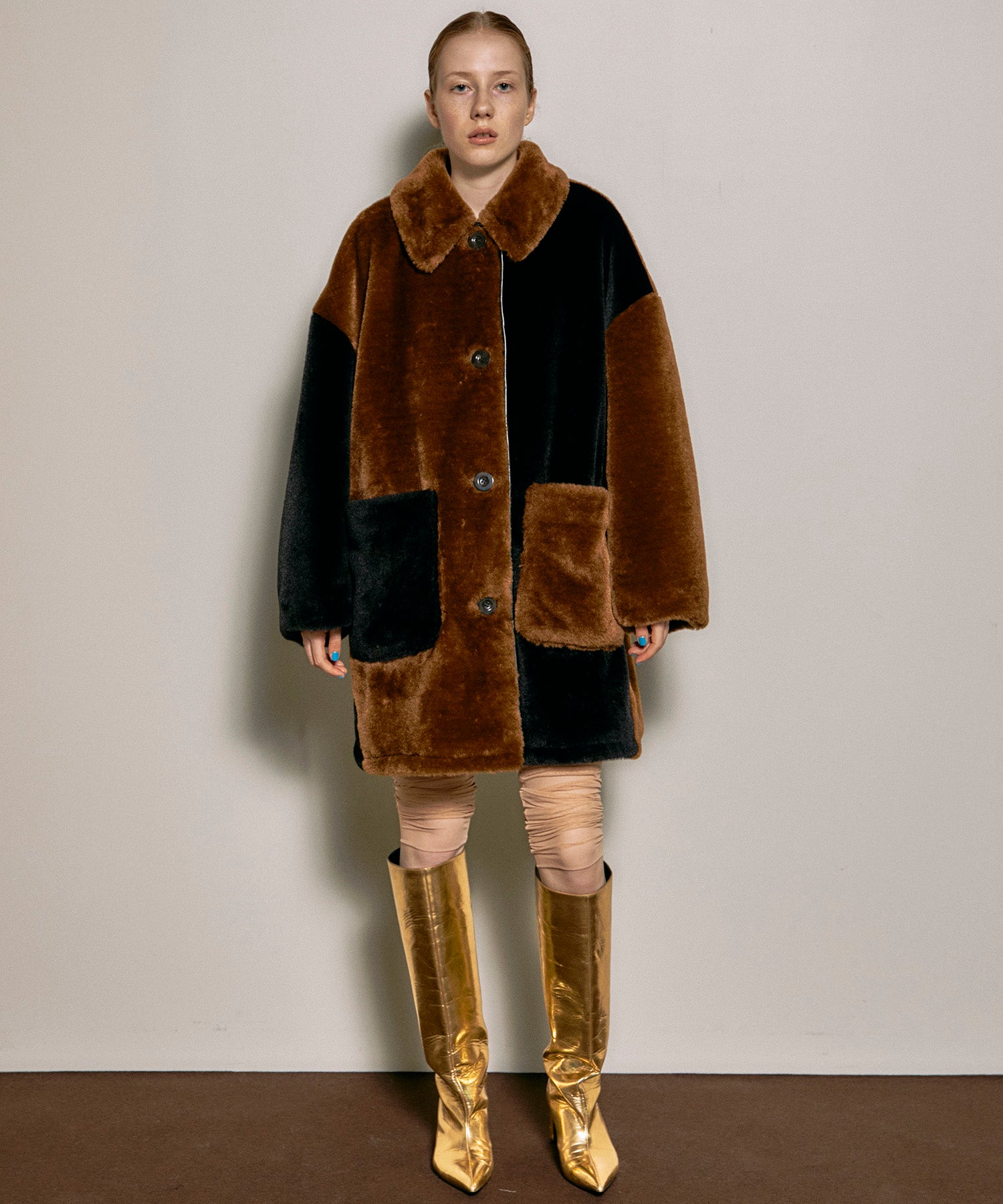 Bicolor Soutien Colored Fur Coat