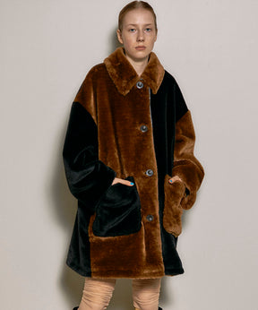 Bicolor Soutien Colored Fur Coat