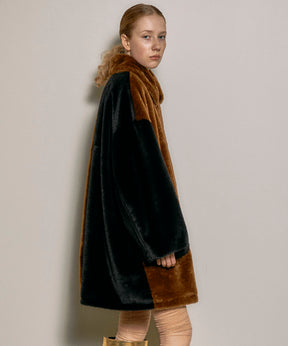 Bicolor Soutien Colored Fur Coat