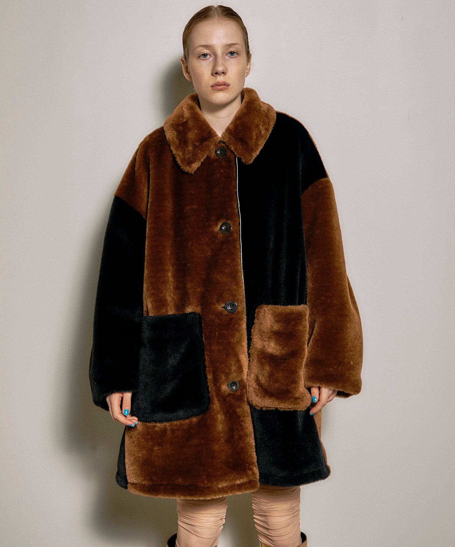 Bicolor Soutien Colored Fur Coat