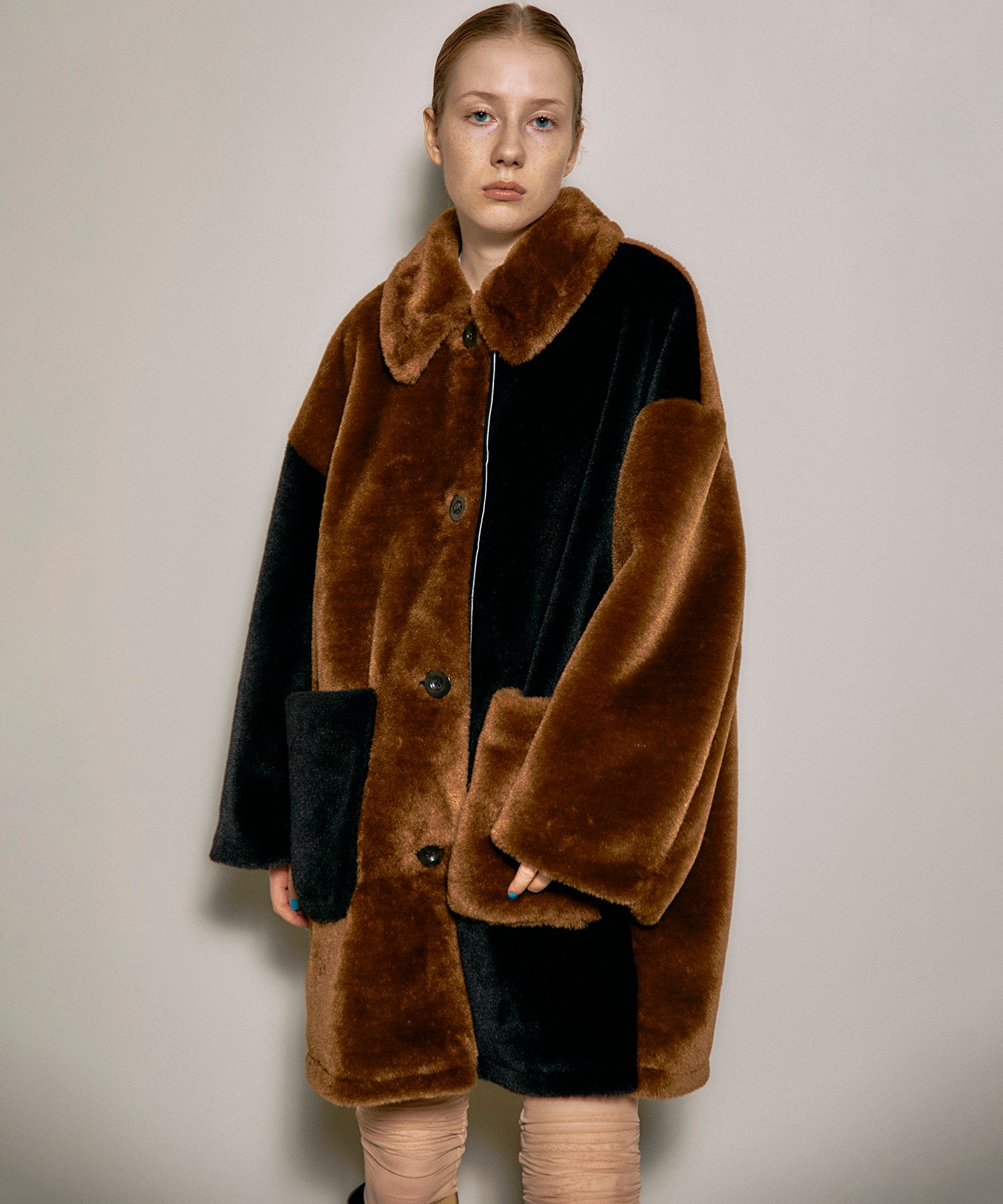 Bicolor Soutien Colored Fur Coat